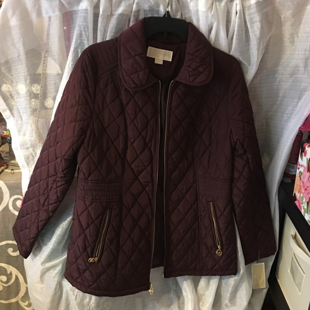 Michael Kors Quilted Jacket in burgundy